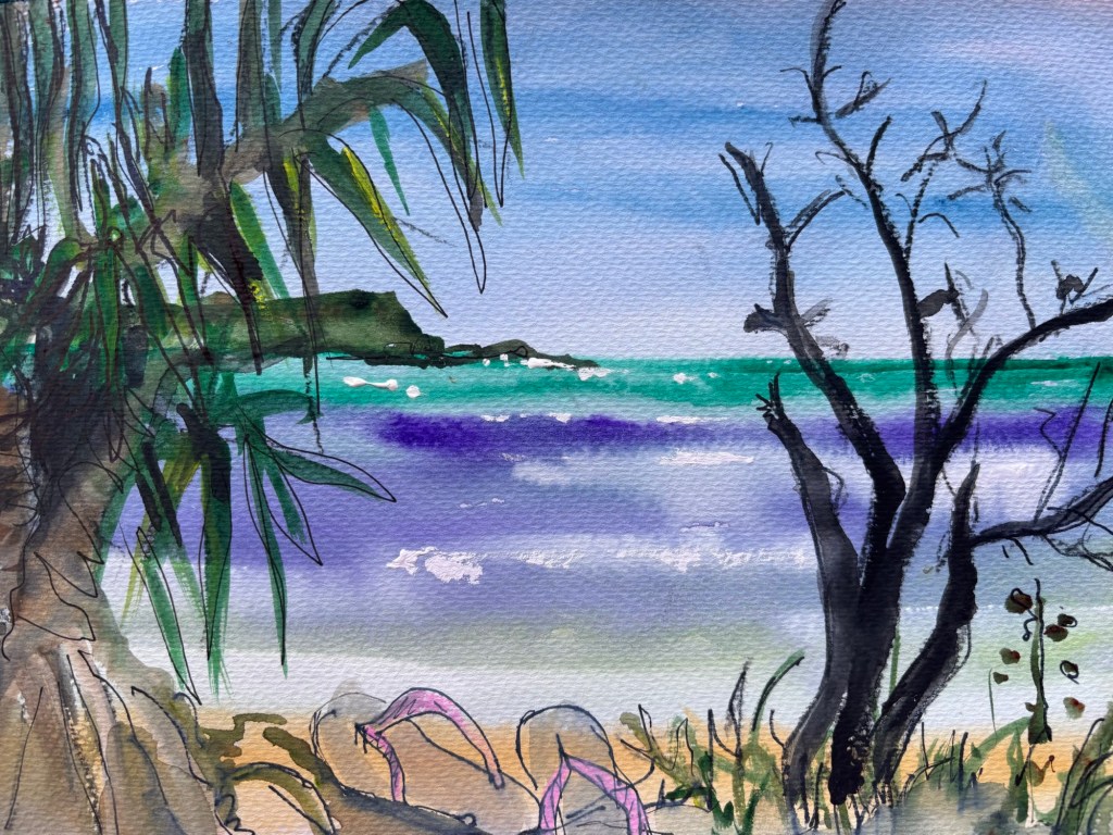 Bluff Beach watercolours
